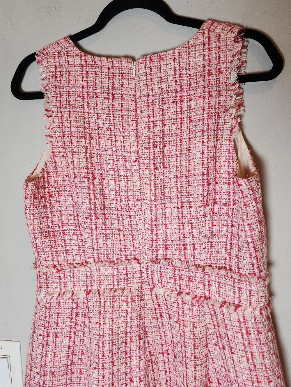 NWT J. Crew Pink Tweed Sleeveless V-neck Sheath Dress Women's Size 8 - Picture 13 of 16